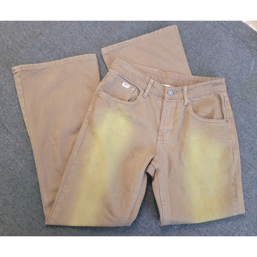 Ragged Priest Jeans Flare Brown Green Mid High Rise Size 28 Funky Earthy Unique